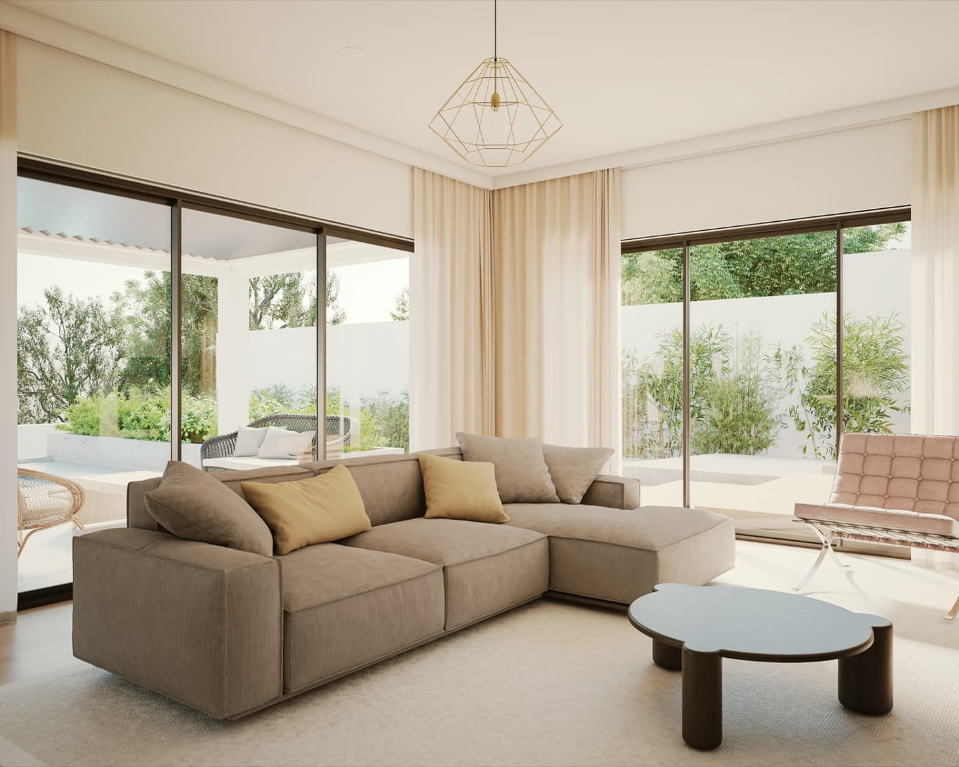 Intérieur villa Affinity — cuisine avec îlot marbre